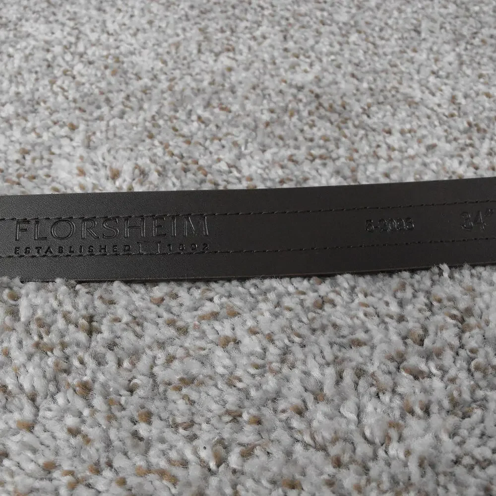 Florsheim 5-2096 Cognac Leather Belt Double Ribbed Sz 34 Classic Dress